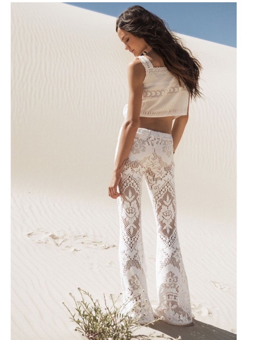 Spell fleetwood bell bottom lace pants in white AUS 6/US XS
